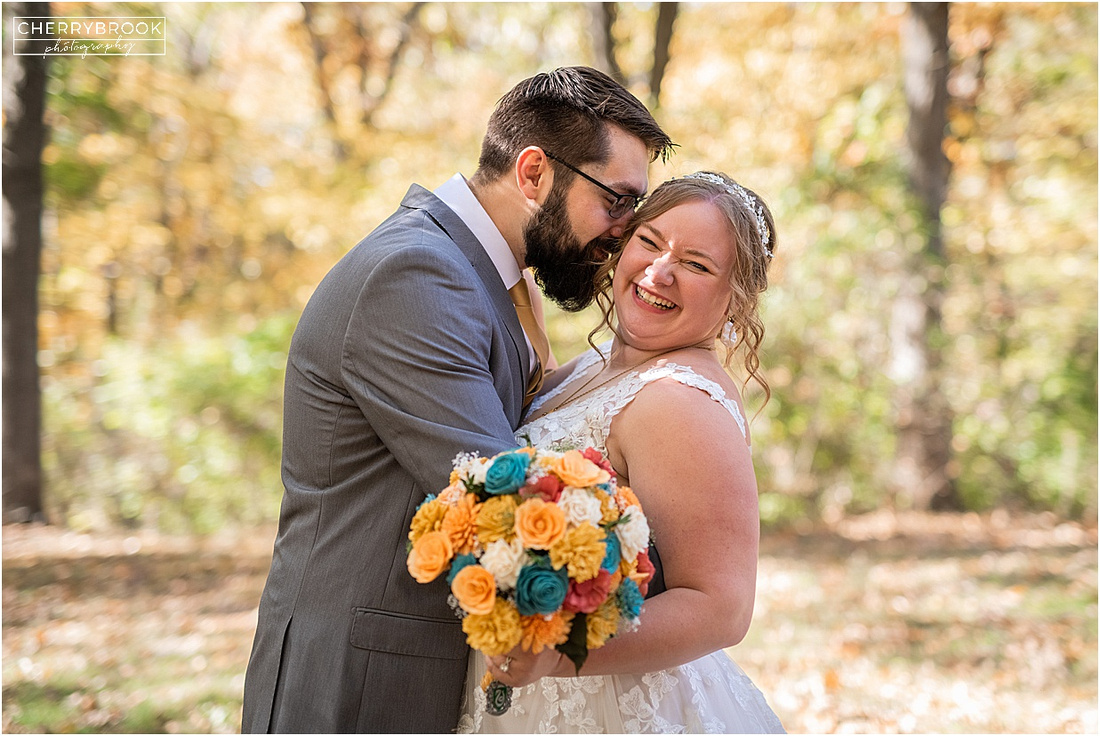 Fall outdoor wedding held outside of Springfield, Illinois