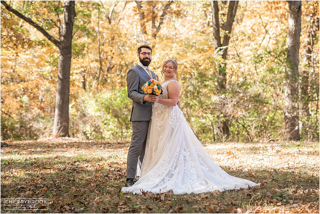 Fall outdoor wedding held outside of Springfield, Illinois