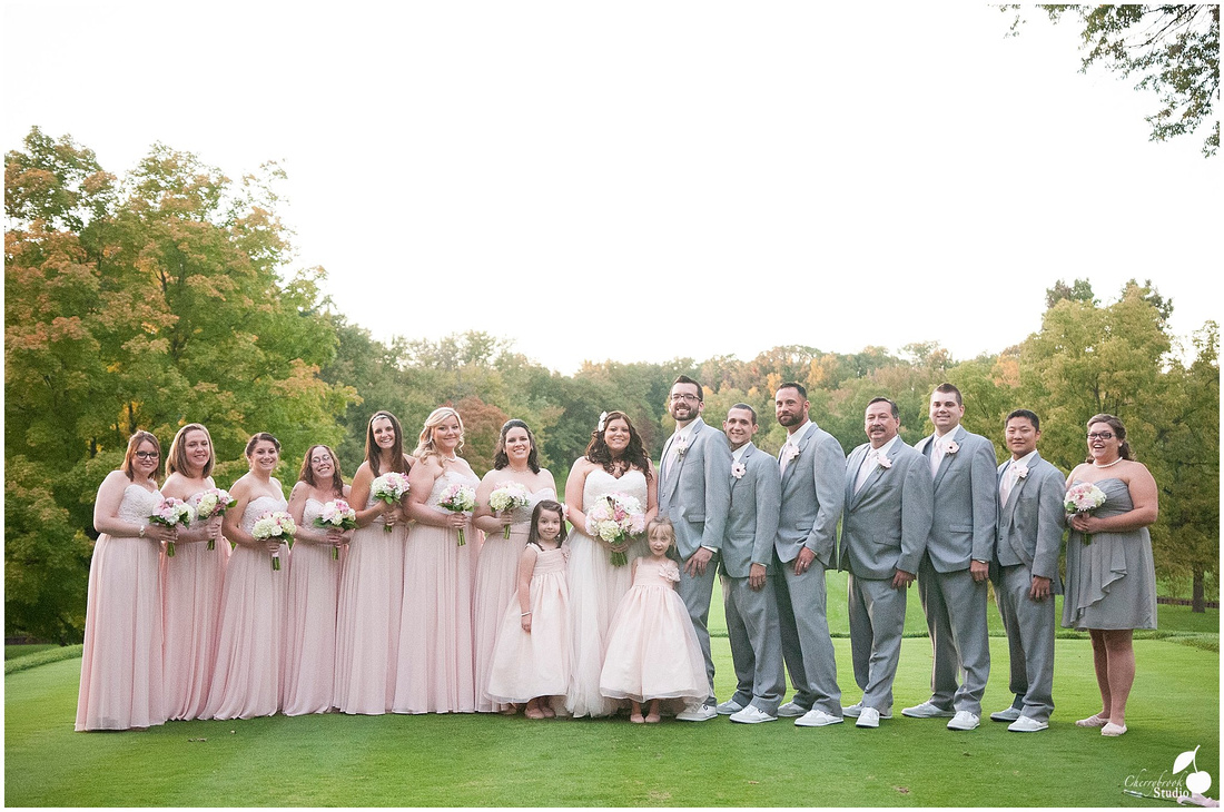 Full Bridal Party with Flower Girls